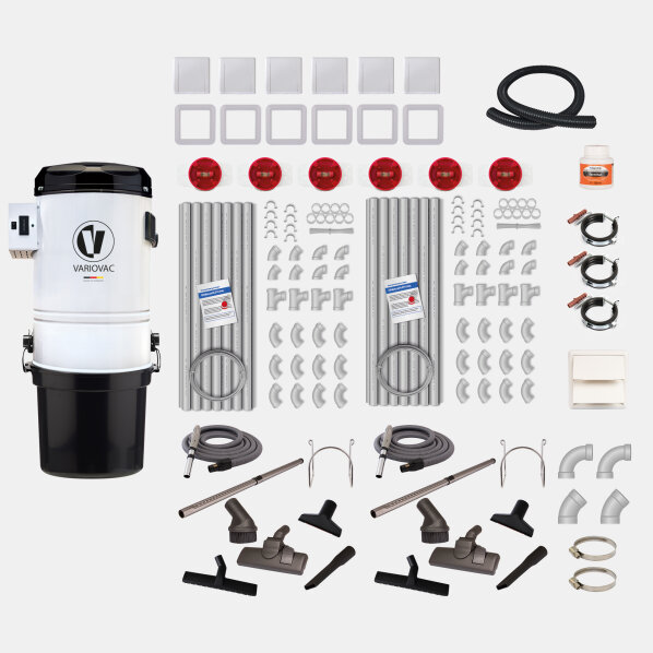Set complet aspirație centralizată VARIOVAC MEDIUM – unitate centrală, țevi, prize și accesorii