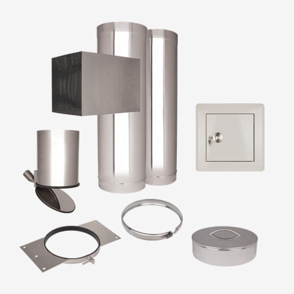 Set complet de tobogan pentru rufe VARIOVAC 2 din inox, 2 niveluri – imagine 5